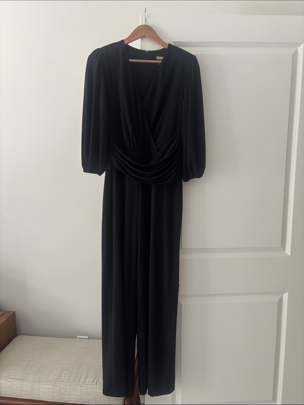 Alexia Admor Black Wide-Leg Wrap Jumpsuit
